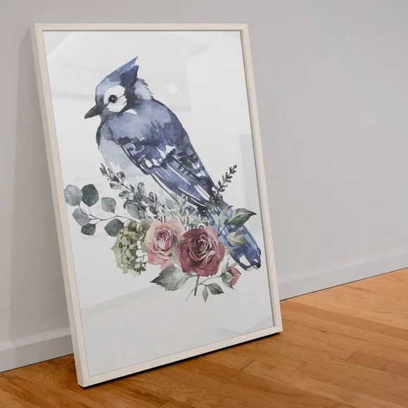 Blue Jay Bird Watercolor Wall Art Print Poster Unframed - Picture 5 of 17